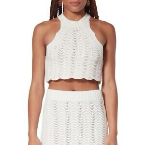 NWOT casablanca wavy crochet crop top White XL